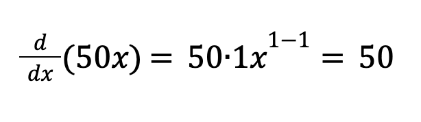 Derivative for the term 50x